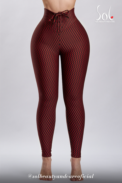 Leggings Anticelulíticos con Scrunch Milán - Rojo
